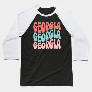 Georgia Word Pattern T-Shirt - Eye-Catching Graphic Print - Fun Outfit Addition - Thoughtful Peach State-Themed Gift Baseball T-Shirt